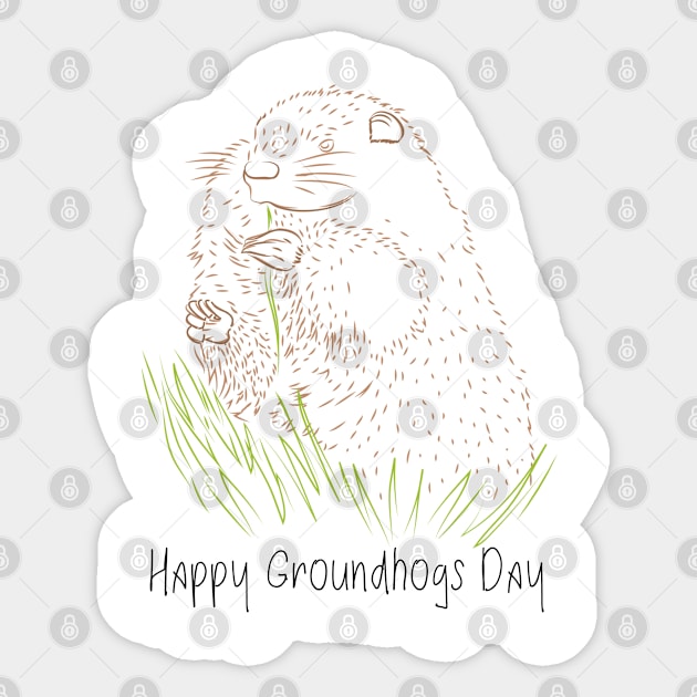 Happy groundhog day cute colorful holiday t-shirt Sticker by hammerhead555000